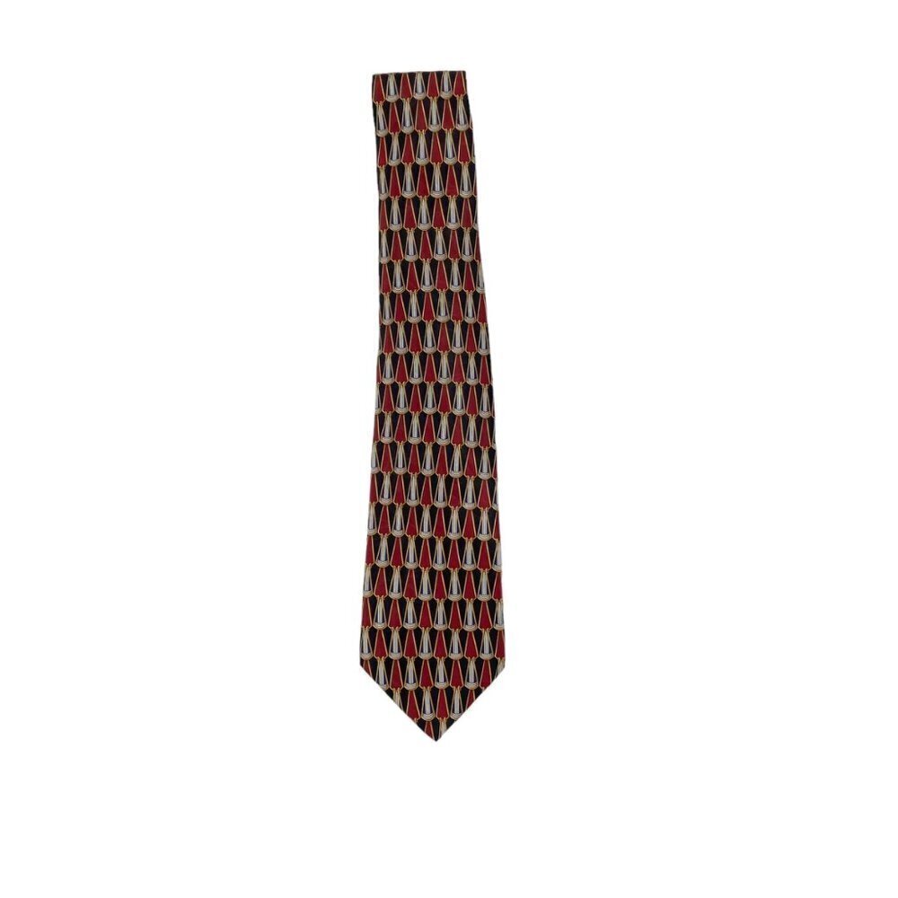 Lanvin Paris Multicolor Geometric Print 100% Silk Neck Tie Classic Office Luxury